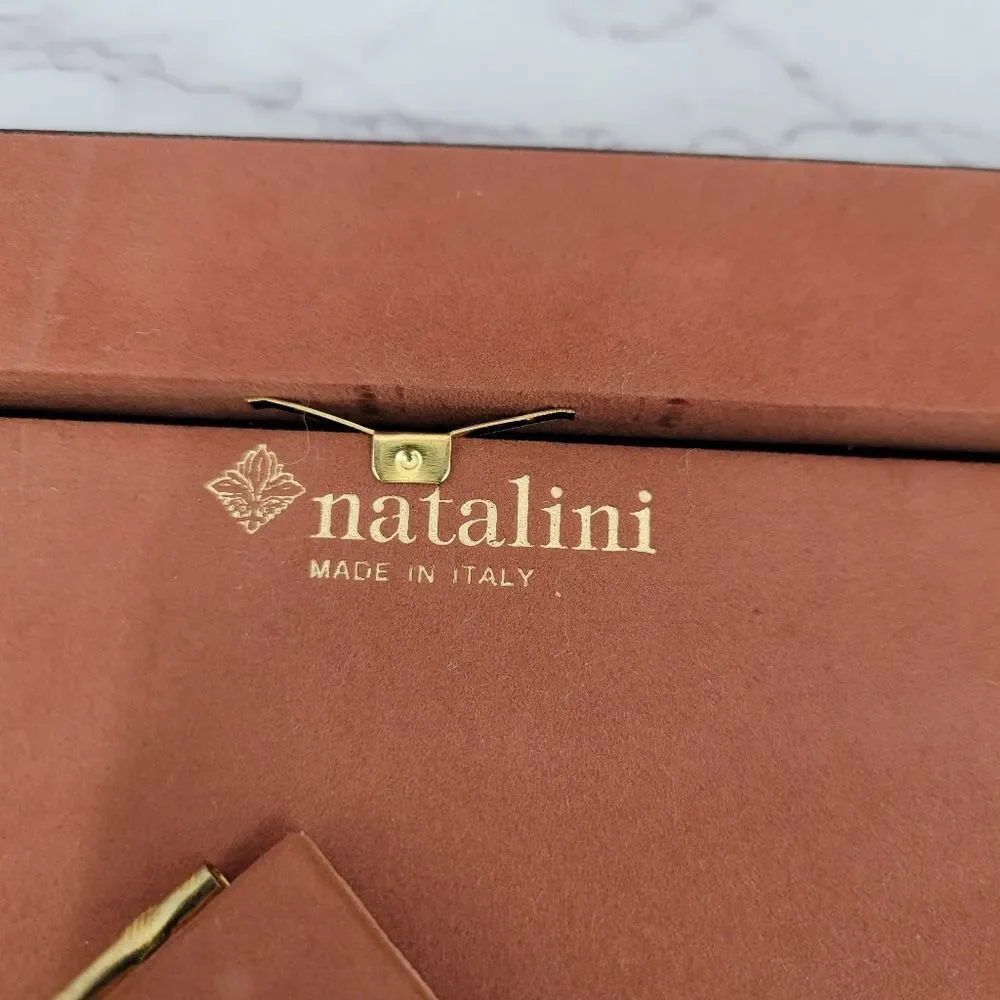 Natalini Italian 5×7 Striped Wooden Picture Photo Frame - Brown and Cream Wood